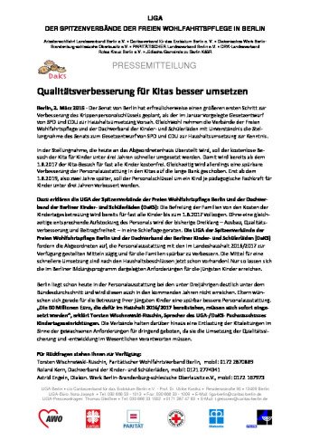 Qualitätsverbesserung für Kitas besser umsetzen