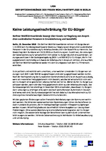 Keine Leistungseinschränkung für EU-Bürger