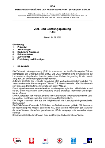Ziel- und Leistungsplanung FAQ